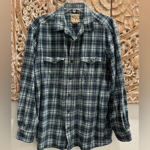 Red Head Men’s Flannel, Teal Plaid, Button Down, Long Sleeve Shirt- size XL